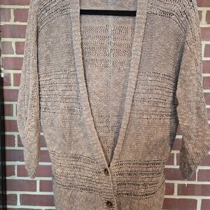 J. Jill Brown Open Front Cotton Cardigan XL